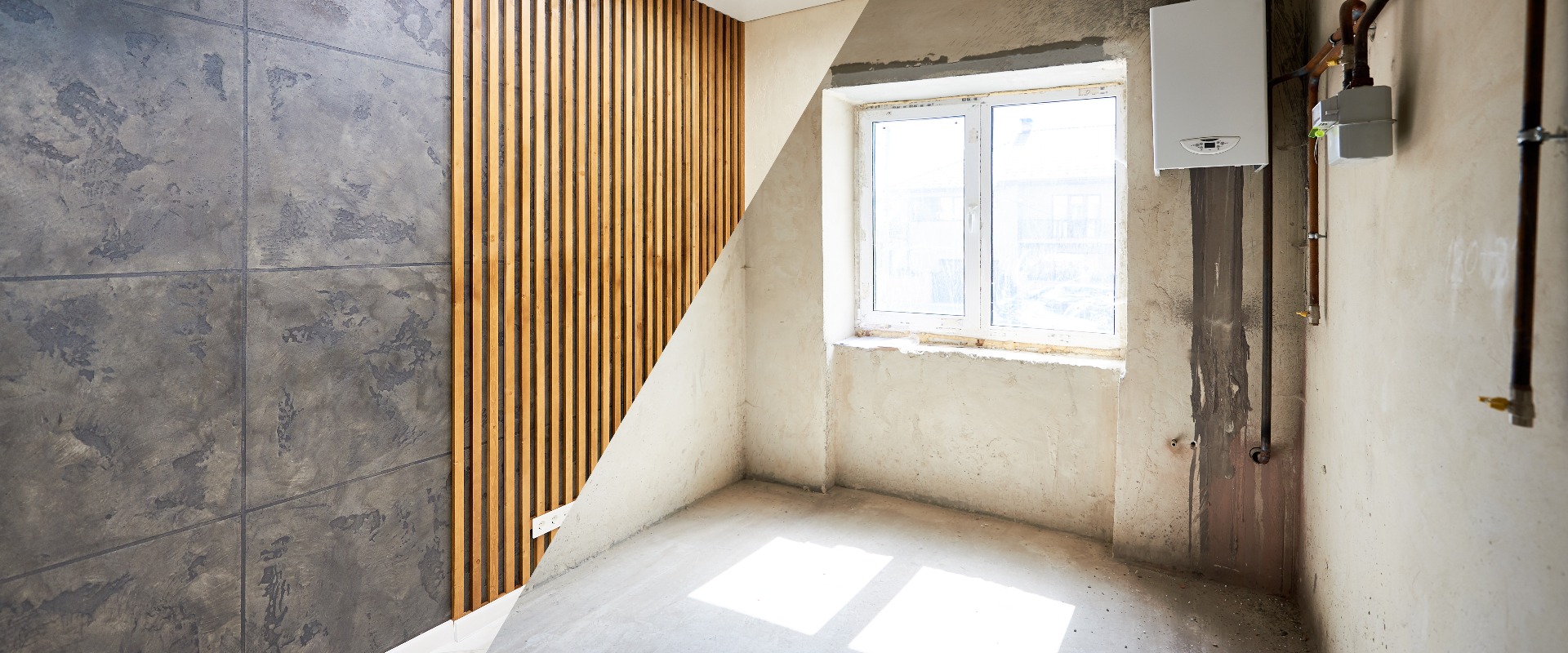 Raum in einer Wohnung vor und nach den Renovierungsarbeiten